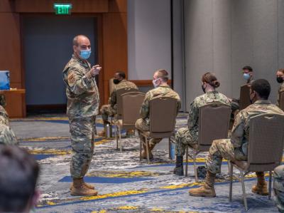 General Jeffrey Harrigian of the U.S. Air Force speaking to cadets